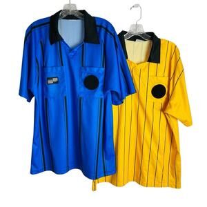 Olympus Official Sports Soccer Referee Jerseys (2) Size XL Blue Yellow Stripe